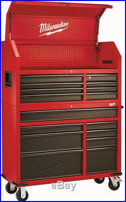 Milwaukee Steel Tool Chest 46In 16 Drawer Rolling Cabinet Set Textured Red Black