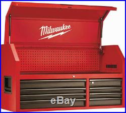 Milwaukee Steel Tool Chest 46In 16 Drawer Rolling Cabinet Set Textured Red Black
