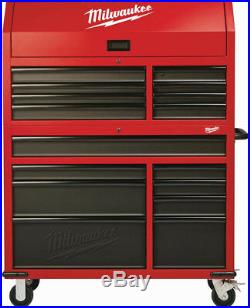 Milwaukee Steel Tool Chest 46In 16 Drawer Rolling Cabinet Set Textured Red Black