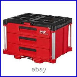 Milwaukee Tool 48-22-8443 Packout 3-Drawer Tool Box, Polymer, Black/Red