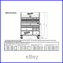 Milwaukee Tool Chest Rolling Cabinet Set 46 in. 16-Drawer Wheel Locks Steel Red