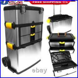 Mobile 3 part Tool Box Rolling Storage Heavy Gauge Stainless Steel Organizer New Mobile 3 part Tool Box Rolling Storage Heavy Gauge Stainless Steel Organizer New