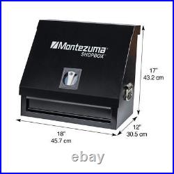 Montezuma 18Wx12D Portable Tool Storage Box Lockable Triangle Steel in Black