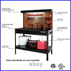 Multi Purpose Heavy Duty Workbench With Work Light by WorkPro Garage workshop