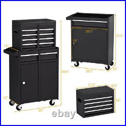 NEW 2 in 1 Utility Rolling Tool Organize Cabinet Box Tool Chest Drawer Black