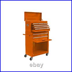 New High Capacity Storage Cabinet with 8 Drawers Rolling Wheels Tool Box Orange