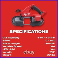 New In Box Milwaukee 2829-20 M18 18V FUEL Brushless Compact Band Saw Bare Tool