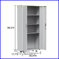 New Metal Rolling Garage Tool Box Storage Cabinet Shelving Doors with 4 shelves