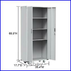 New Metal Rolling Garage Tool Box Storage Cabinet Shelving Doors with4 shelves