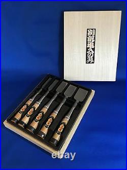 New Set of five Chisel NOMIKATSU with wood Box Carpenter tool Japanese NOMI