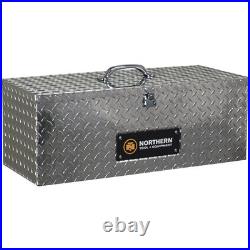 Northern Tool Tote Tool Box with Handle, Aluminum, Diamond Plate, Hasp Latch