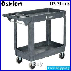 Oshion Plastic Utility Service Cart 500 lb Capacity 2 Shelf Rolling Shop Tool