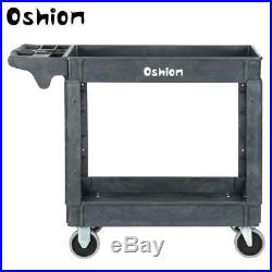 Oshion Plastic Utility Service Cart 500 lb Capacity 2 Shelf Rolling Shop Tool