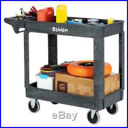 Oshion Plastic Utility Service Cart 500 lb Capacity 2 Shelf Rolling Shop Tool