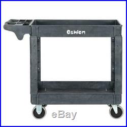 Oshion Plastic Utility Service Cart 500 lb Capacity 2 Shelf Rolling Shop Tool