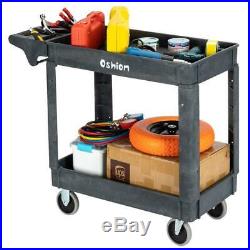 Oshion Plastic Utility Service Cart 500 lb Capacity 2 Shelf Rolling Shop Tool