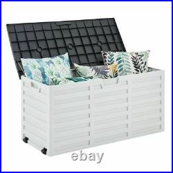 Outdoor Garden Storage Plastic Box Chest Tools Cushions Toys Lockable Seat 260L