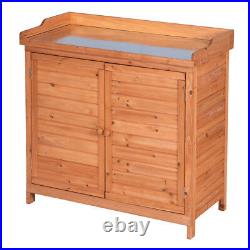 Outdoor Garden Wood Storage Furniture Box Waterproof Tool Shed with Potting Bench