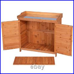 Outdoor Garden Wood Storage Furniture Box Waterproof Tool Shed with Potting Bench