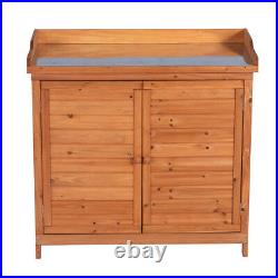 Outdoor Garden Wood Storage Furniture Box Waterproof Tool Shed with Potting Bench