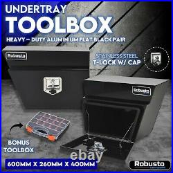 Pair of Undertray Toolbox Aluminium Under Tray Underbody Tool Box Black 600mm