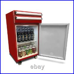 Portable 1.8 Cu. Ft. Tool Box Refrigerator in Red with 2 Drawers and Lock