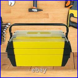 Portable Cantilever Toolbox With 3 Tier Tray For Tool Hardware Fishing Tackle