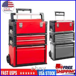Portable Mobile Storage Tool Chest Rolling Garage Lockable Tool Box with3 Drawers