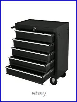 Portable Toolbox With Wheels And Lock, 5 Drawers Rolling Tool Chest, Tool Cabinet