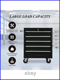 Portable Toolbox With Wheels And Lock, 5 Drawers Rolling Tool Chest, Tool Cabinet