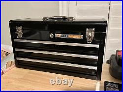 Powder-Coated 3-Drawer Tool Box in Black Steel for Professional Storage