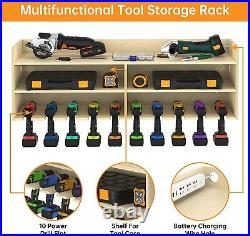 Power Tool Organizer 10 Slot Drill Charging Station Cordless Holder Wall Mount