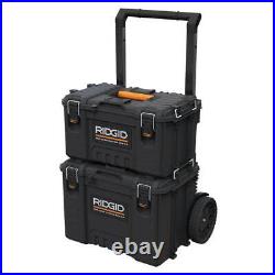 RIDGID 2-Wheels Rolling Tool Box 15.04 Tool Storage Lockable Weatherproof Black