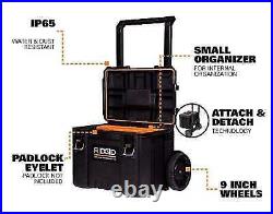 RIDGID Rolling Tool Box Stackable+Lockable With Tool Box+Compact Organizer Black