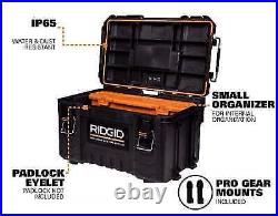 RIDGID Rolling Tool Box Stackable+Lockable With Tool Box+Compact Organizer Black