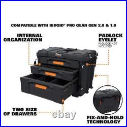 RIDGID Tool Box Tool Storage 14.6 3-DrawerResin Lockable Weatherproof Black