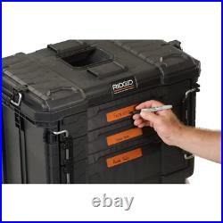 RIDGID Tool Box Tool Storage 14.6 3-DrawerResin Lockable Weatherproof Black