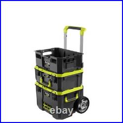 RYOBI LINK Rolling Tool Box 9All-Terrain Wheels 200lbs-Cap with Medium Box+Crate