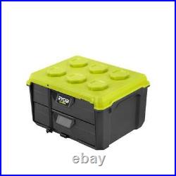 RYOBI Tool Box 2-Drawer+Handles+Lockable+Impact Resistant Material+Plastic Green