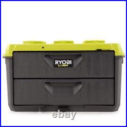 RYOBI Tool Box 2-Drawer+Handles+Lockable+Impact Resistant Material+Plastic Green