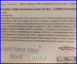 Rare Snap-On Tool Box Harley Davidson 100 Year Anniversary Edition Work Station Rare Snap-On Tool Box Harley Davidson 100 Year Anniversary Edition Work Station