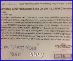 Rare Snap-On Tool Box Harley Davidson 100 Year Anniversary Edition Work Station