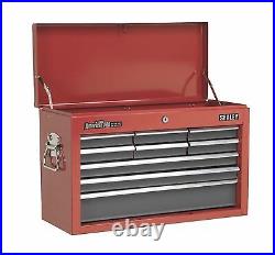 Red Grey 600x260x380mm Tool Chest 9 Drawer Toolbox Ball Bearing Runner BB21