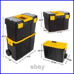 Rolling Tool Box Stackable Storage Chest Durable Plastic Portable Organizer New