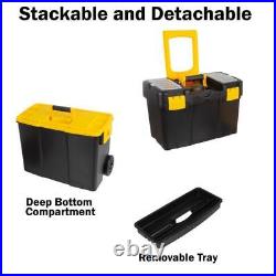 Rolling Tool Box Stackable Storage Chest Durable Plastic Portable Organizer New