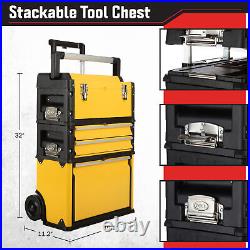 Rolling Tool Box With Wheels Stackable Tool Box Organizer Portable Metal