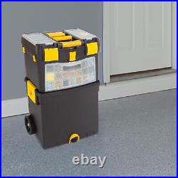 Rolling Tool Box with Wheels, Foldable Comfort Handle, and Removable Top Toolb