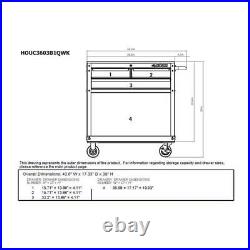 Rolling Tool Cart Mobile Mechanic Garage Utility Husky 3-Drawer Wood Top Black