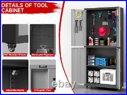 Rolling Tool Chest Cabinet 4 Doors Tool Box Lockable Storage Cabinet for Garage