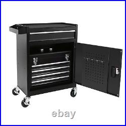 Rolling Tool Chest Organizer 5 Drawer Storage Cabinet Portable Tool Box Black